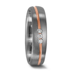 Partnergyűrű 500 palládium, 750/18 K vörös arany Gyémánt 0.045 ct, 3 Kövek, w-si