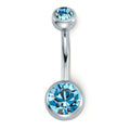 Köldökpiercing Rozsdamentes acél Kristály Akvakék, kerek, 6 mm