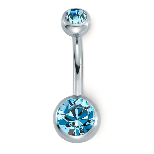 Köldökpiercing Rozsdamentes acél Kristály Akvakék, kerek, 6 mm