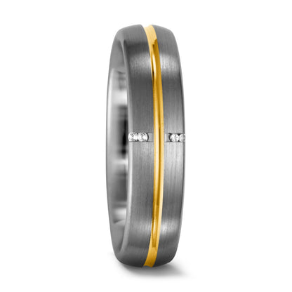 Gyűrű 950 palládium, 750/18 K sárga arany Gyémánt 0.02 ct, 4 Kövek, tw-vsi