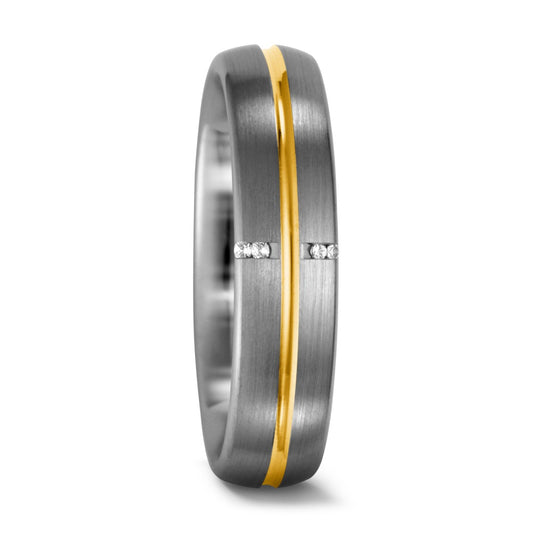 Gyűrű 950 palládium, 750/18 K sárga arany Gyémánt 0.02 ct, 4 Kövek, tw-vsi