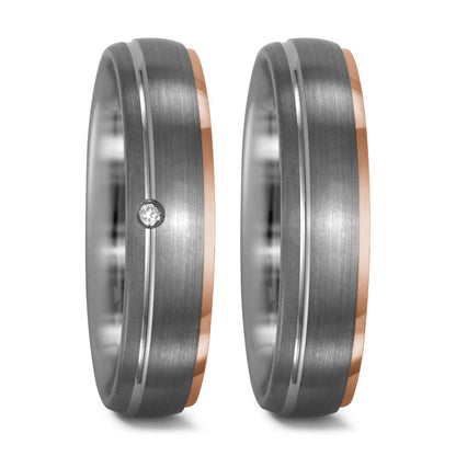 Gyűrű 950 palládium, 750/18 K vörös arany Gyémánt 0.015 ct, tw-vsi