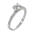 Gyűrű 750/18 K fehér arany Moissanit 6 mm, Gyémánt 0.158 ct, 18 Kövek, Briliáns