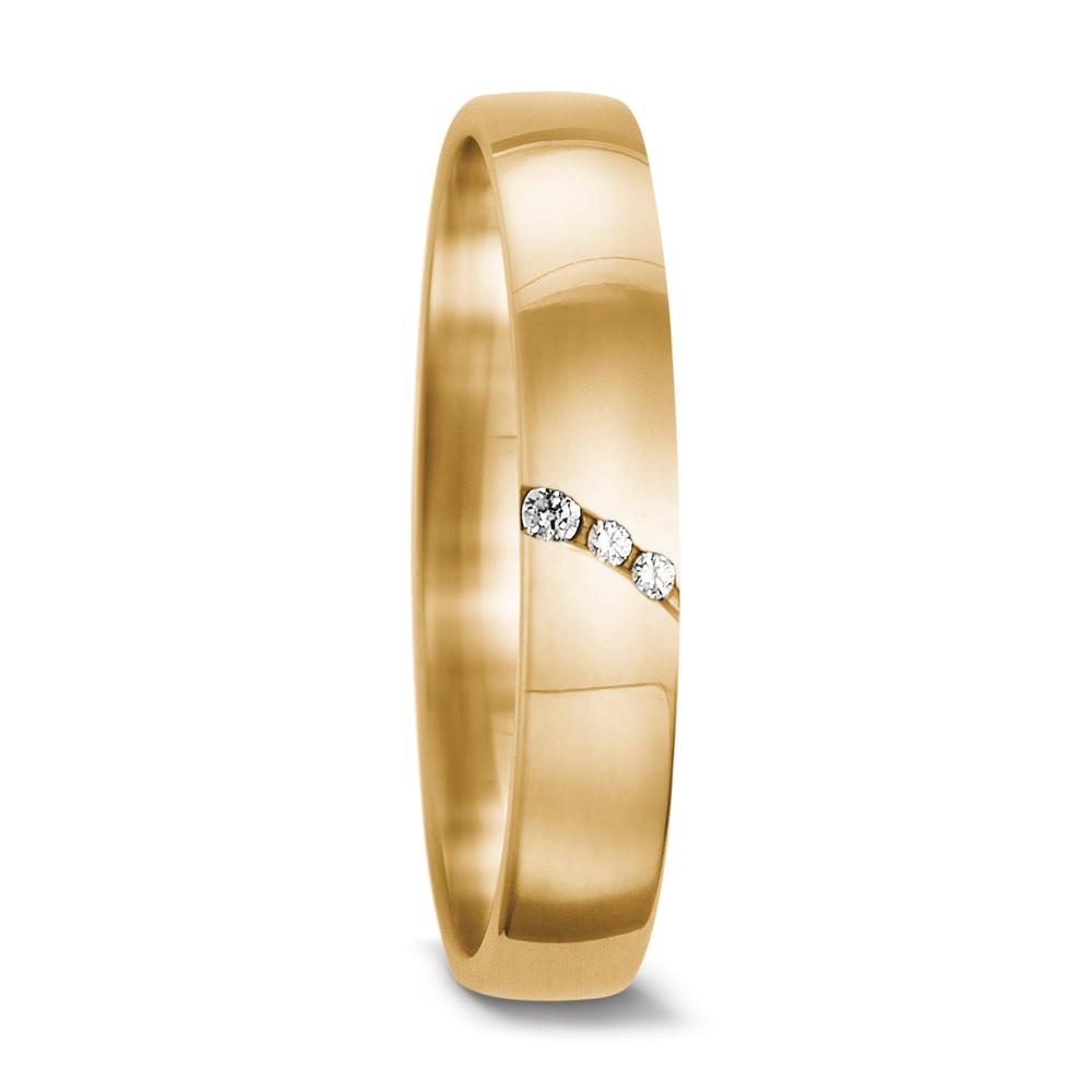 Partnergyűrű 750/18 K sárga arany Gyémánt 0.02 ct, 3 Kövek, tw-vsi