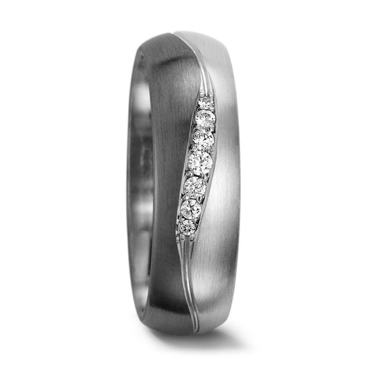 Partnergyűrű 500 palládium, 375/9 K fehér arany Gyémánt 0.08 ct, 7 Kövek, tw-vsi