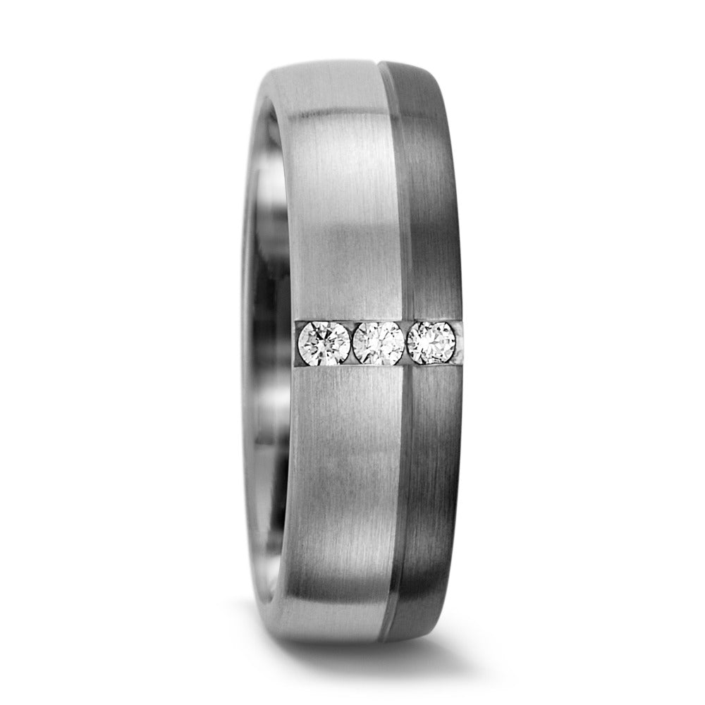 Partnergyűrű 500 palládium, 375/9 K fehér arany Gyémánt 0.075 ct, 3 Kövek, tw-vsi