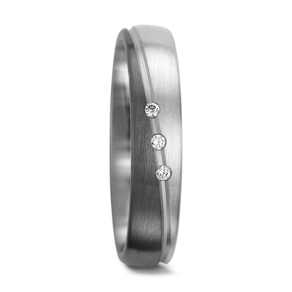 Partnergyűrű 500 palládium, 375/9 K fehér arany Gyémánt 0.045 ct, 3 Kövek, tw-vsi
