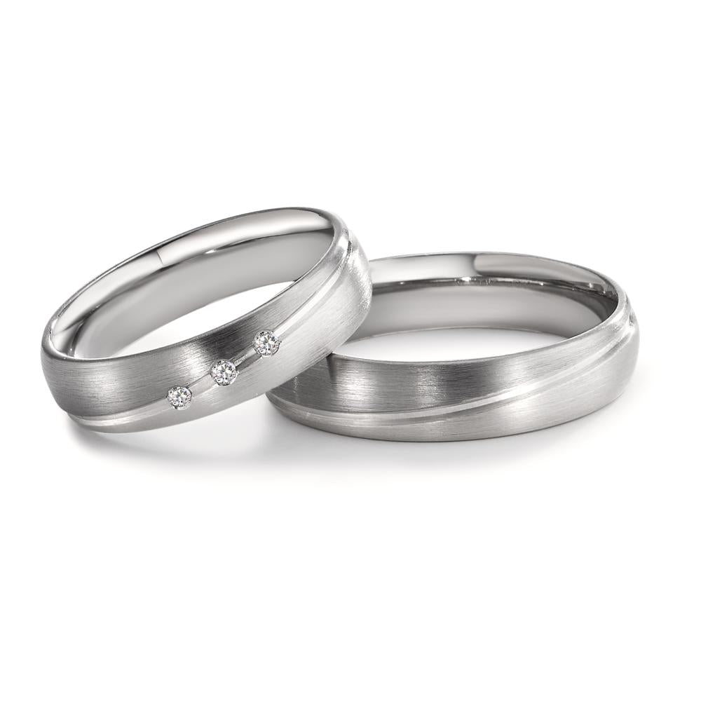 Partnergyűrű 500 palládium, 375/9 K fehér arany Gyémánt 0.045 ct, 3 Kövek, tw-vsi
