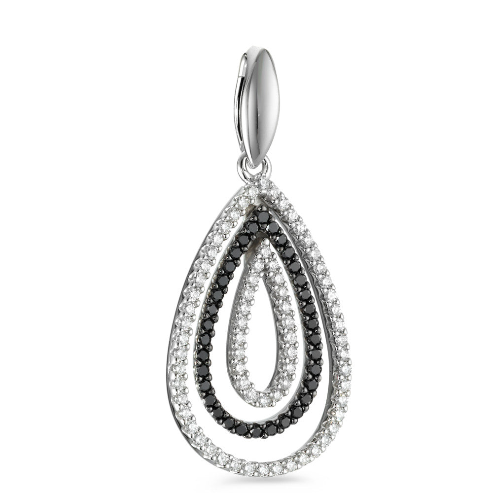 Medál 750/18 K fehér arany Gyémánt Fekete, 0.52 ct, 104 Kövek, Briliáns, tw-vsi