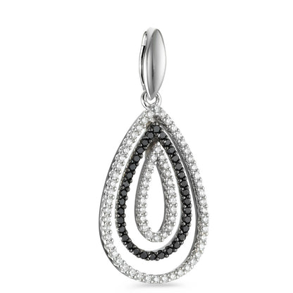 Medál 750/18 K fehér arany Gyémánt Fekete, 0.52 ct, 104 Kövek, Briliáns, tw-vsi