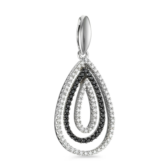 Medál 750/18 K fehér arany Gyémánt Fekete, 0.52 ct, 104 Kövek, Briliáns, tw-vsi