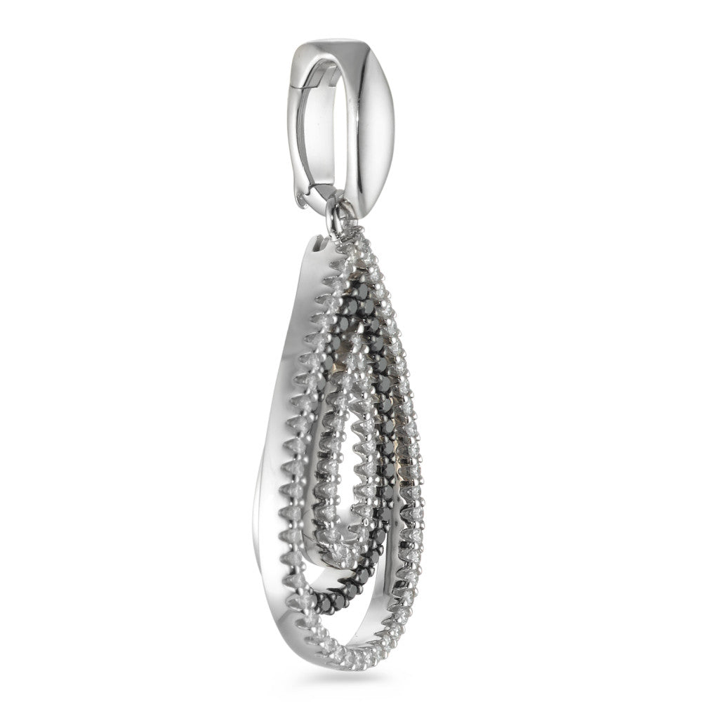 Medál 750/18 K fehér arany Gyémánt Fekete, 0.52 ct, 104 Kövek, Briliáns, tw-vsi