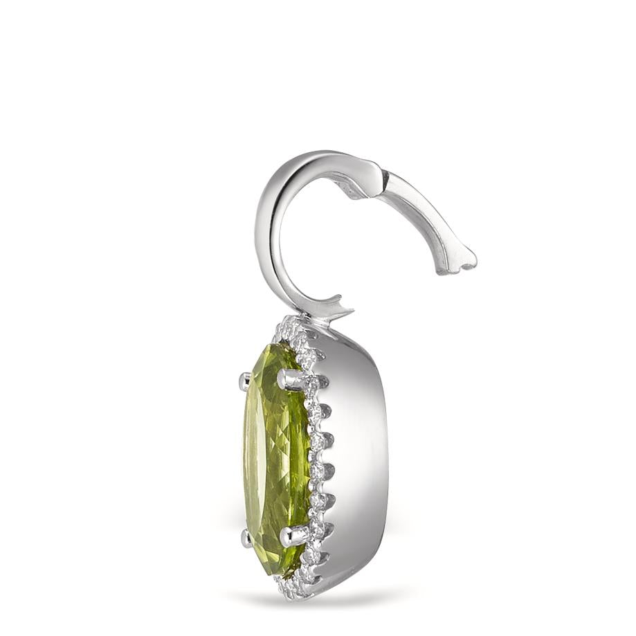 Medál 750/18 K fehér arany Peridot Zöld, ovális, Gyémánt Fehér, 0.15 ct, 26 Kövek, tw-vsi