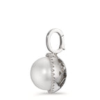 Medál 750/18 K fehér arany Gyémánt Fehér, 0.19 ct, 32 Kövek, Briliáns, tw-vsi édesvízi tenyésztett gyöngy Fehér, 12.5 mm Ø16 mm