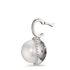 Medál 750/18 K fehér arany Gyémánt Fehér, 0.19 ct, 32 Kövek, Briliáns, tw-vsi édesvízi tenyésztett gyöngy Fehér, 12.5 mm Ø16 mm