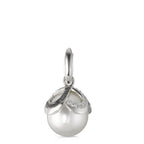Medál 750/18 K fehér arany Gyémánt Fekete, 0.28 ct, 46 Kövek, Briliáns, tw-vsi édesvízi tenyésztett gyöngy Fehér, 12 mm Ø14 mm