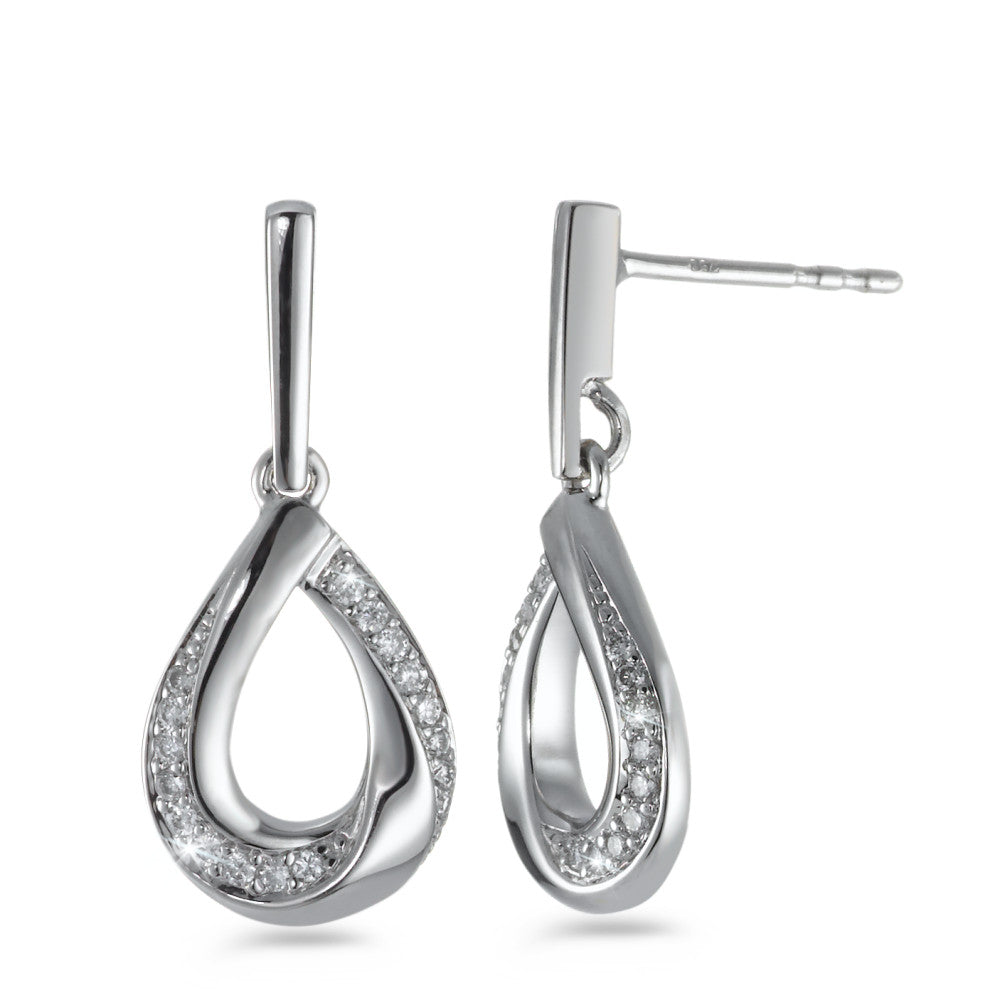 Függő fülbevaló 750/18 K fehér arany Gyémánt Fehér, 0.16 ct, 34 Kövek, Briliáns, w-si