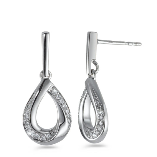Függő fülbevaló 750/18 K fehér arany Gyémánt Fehér, 0.16 ct, 34 Kövek, Briliáns, w-si