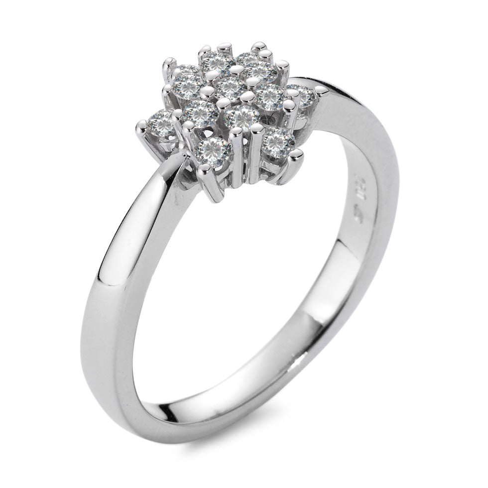 Gyűrű 750/18 K fehér arany Gyémánt Fehér, 0.33 ct, 13 Kövek, Briliáns, w-si Csillag