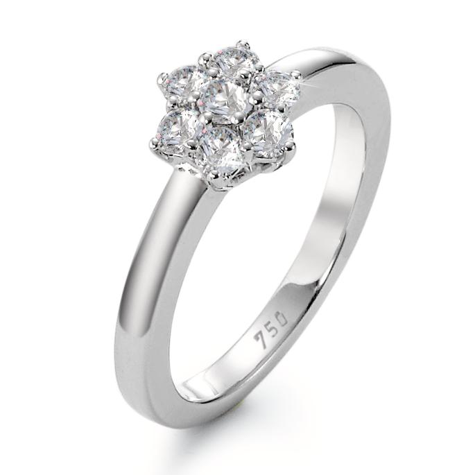 Szoliter gyűrű 750/18 K fehér arany Gyémánt Fehér, 0.50 ct, 7 Kövek, Briliáns, w-si