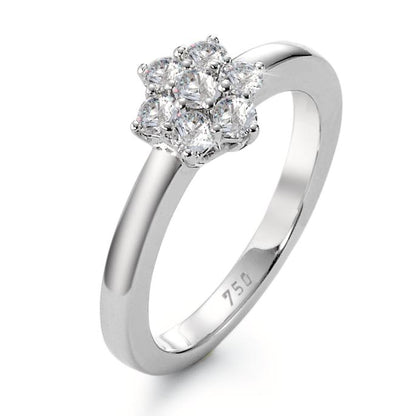 Szoliter gyűrű 750/18 K fehér arany Gyémánt Fehér, 0.50 ct, 7 Kövek, Briliáns, w-si