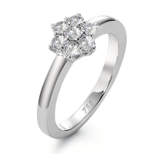 Szoliter gyűrű 750/18 K fehér arany Gyémánt Fehér, 0.50 ct, 7 Kövek, Briliáns, w-si