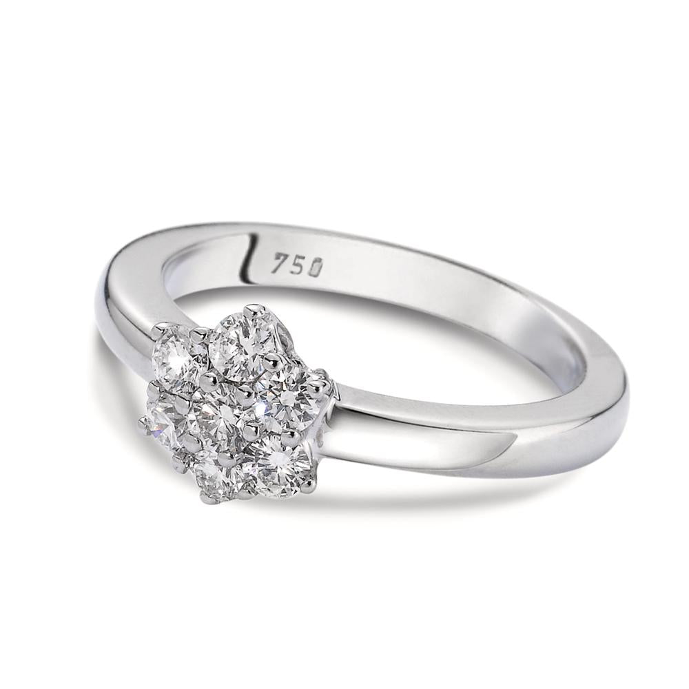 Szoliter gyűrű 750/18 K fehér arany Gyémánt Fehér, 0.50 ct, 7 Kövek, Briliáns, w-si