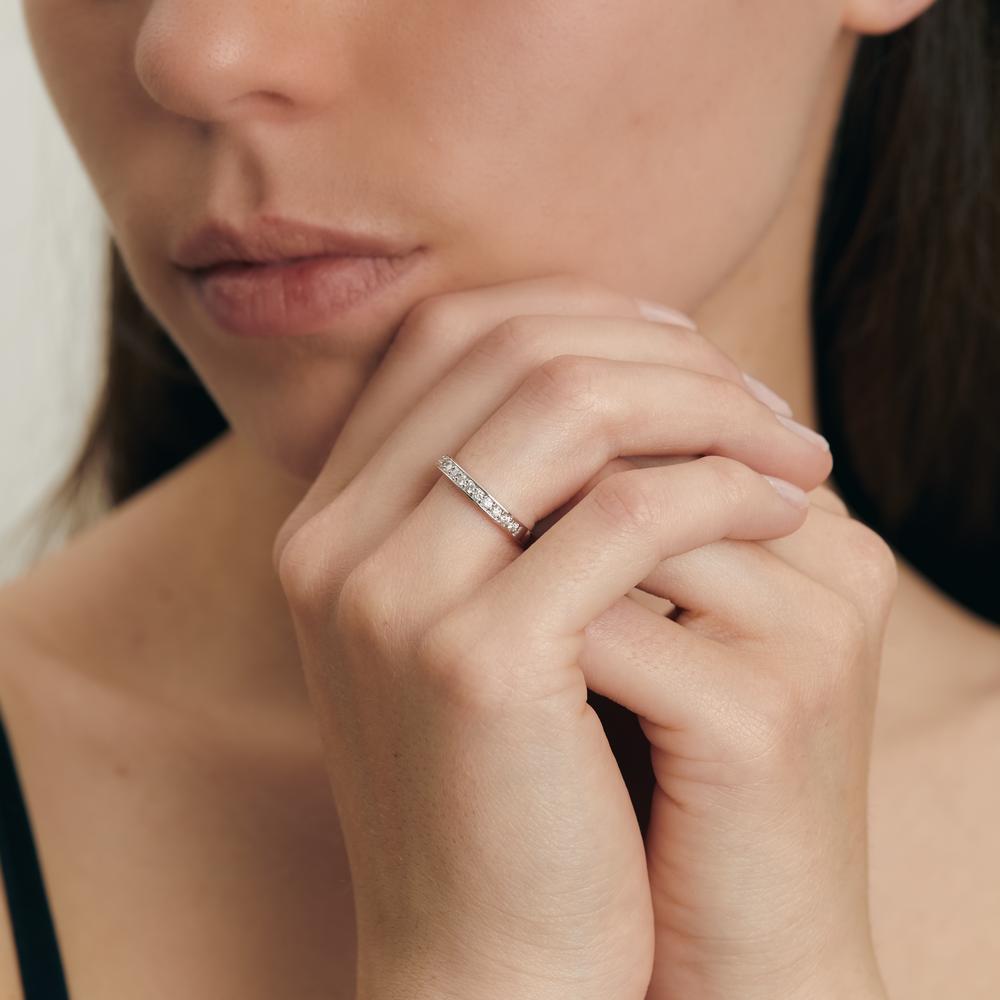 Memória gyűrű 750/18 K fehér arany Gyémánt Fehér, 0.33 ct, 19 Kövek, Briliáns, w-si