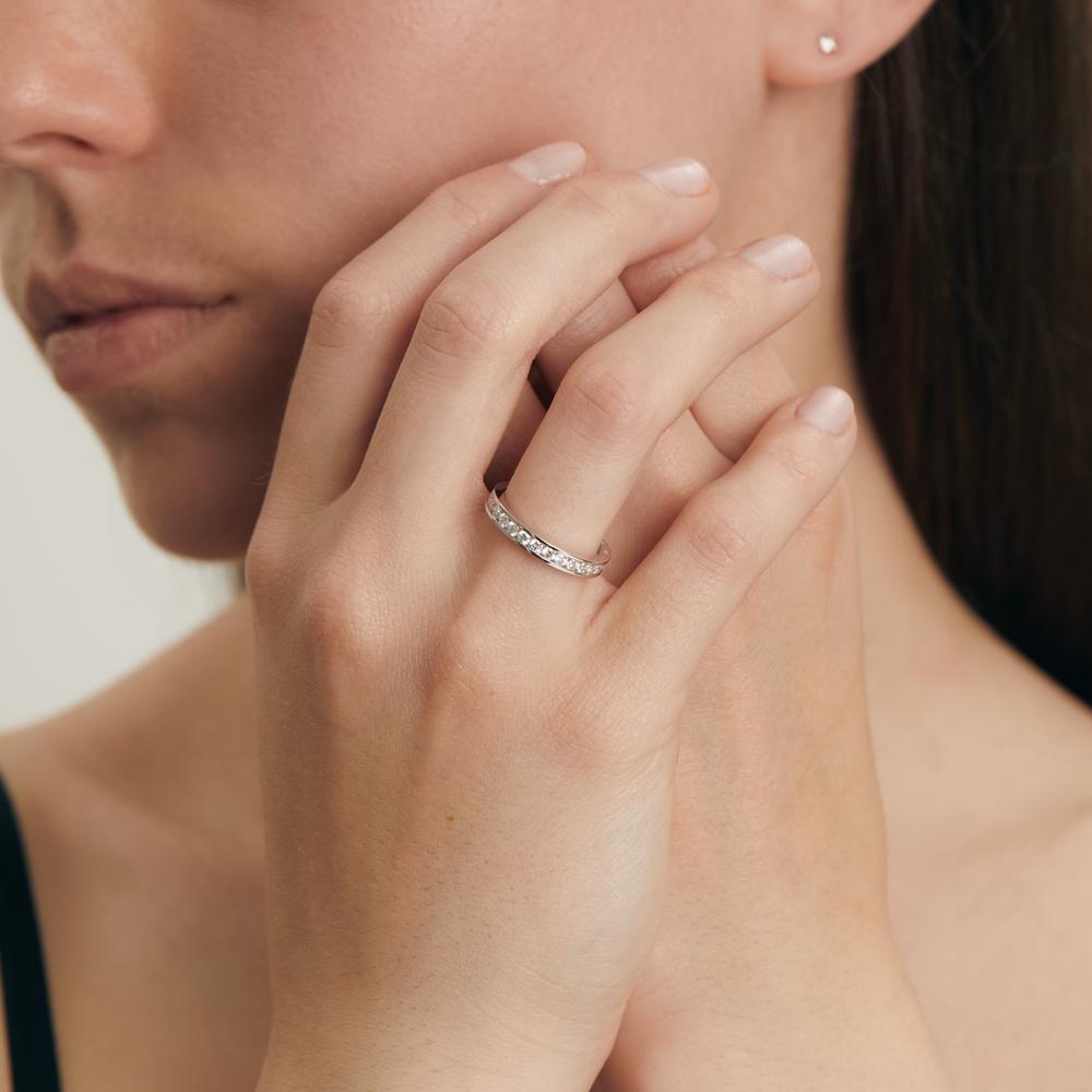Memória gyűrű 750/18 K fehér arany Gyémánt Fehér, 1 ct, 28 Kövek, Briliáns, w-si
