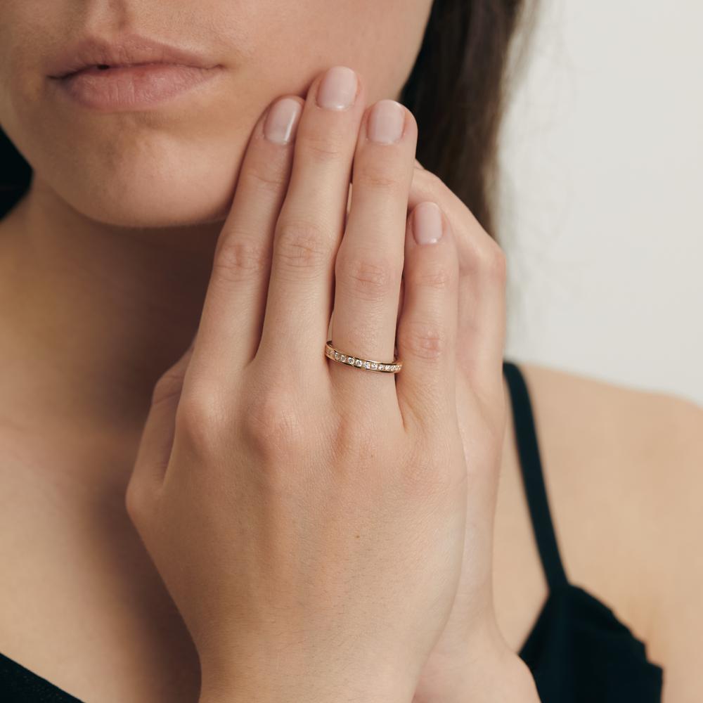 Memória gyűrű 750/18 K sárga arany Gyémánt Fehér, 0.65 ct, 34 Kövek, Briliáns, w-si