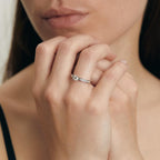 Szoliter gyűrű 750/18 K fehér arany Gyémánt Fehér, 0.08 ct, 16 Kövek, Briliáns, w-si, Gyémánt Fehér, 0.32 ct, Briliáns, w-si