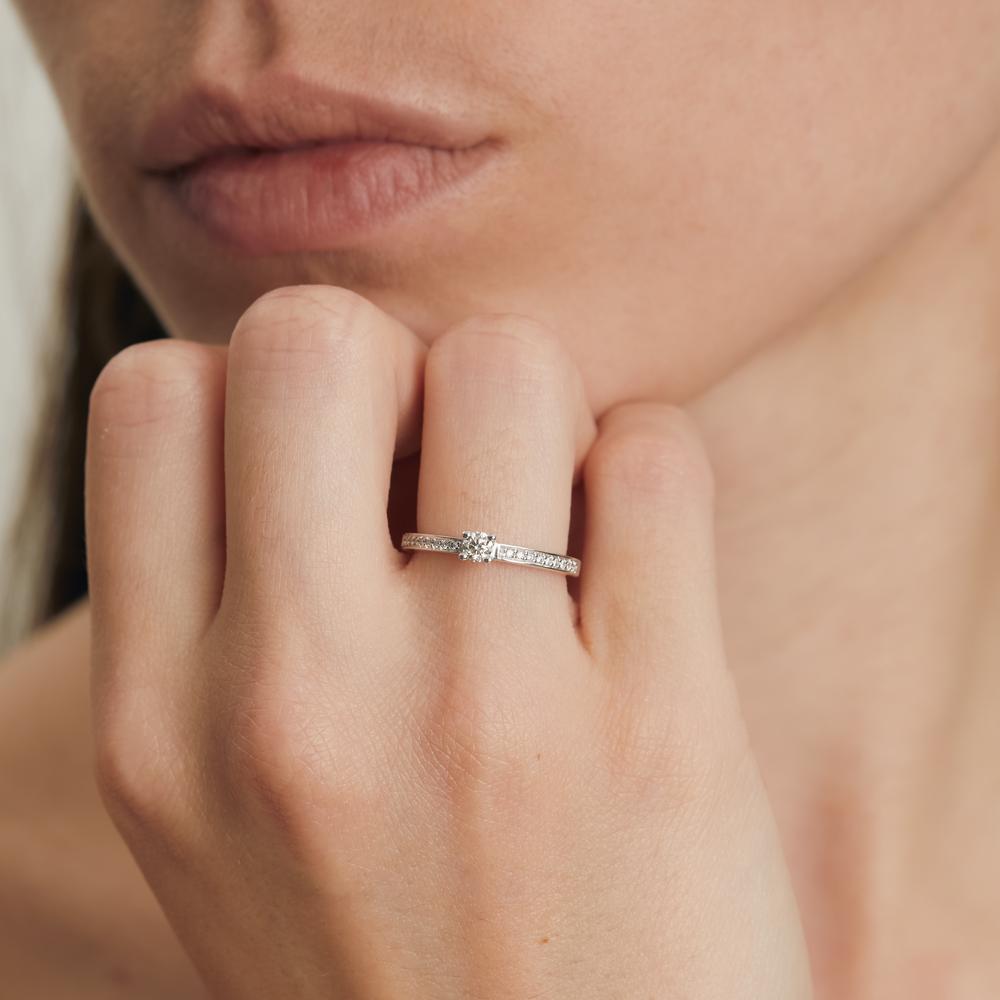 Szoliter gyűrű 750/18 K fehér arany Gyémánt Fehér, 0.20 ct, Briliáns, w-si Ø3 mm