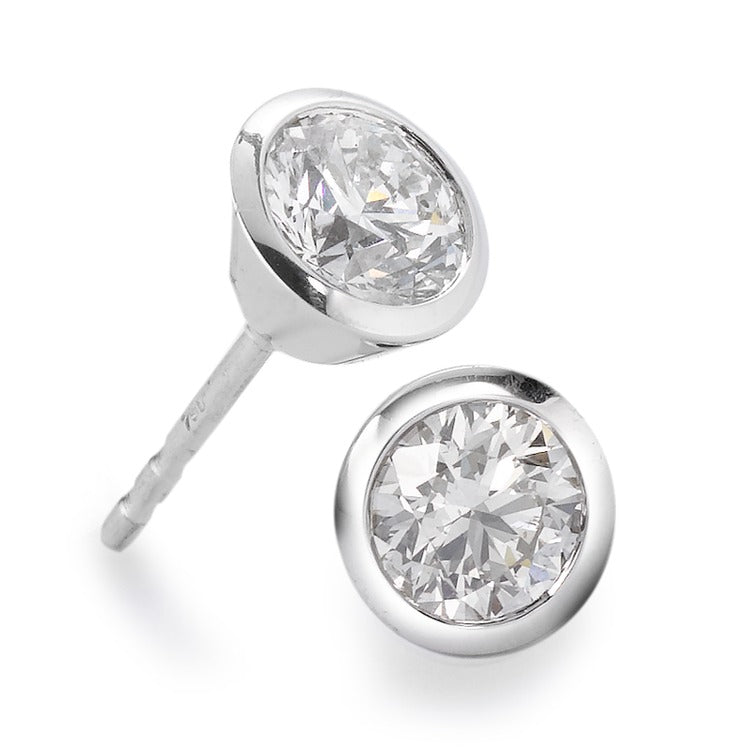 Fülbevaló 750/18 K fehér arany Gyémánt Fehér, 0.35 ct, 2 Kövek, Briliáns, w-si Ø5 mm