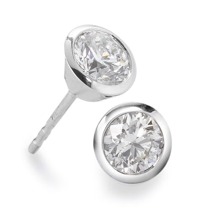 Fülbevaló 750/18 K fehér arany Gyémánt Fehér, 0.35 ct, 2 Kövek, Briliáns, w-si Ø5 mm