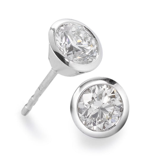 Fülbevaló 750/18 K fehér arany Gyémánt Fehér, 0.35 ct, 2 Kövek, Briliáns, w-si Ø5 mm