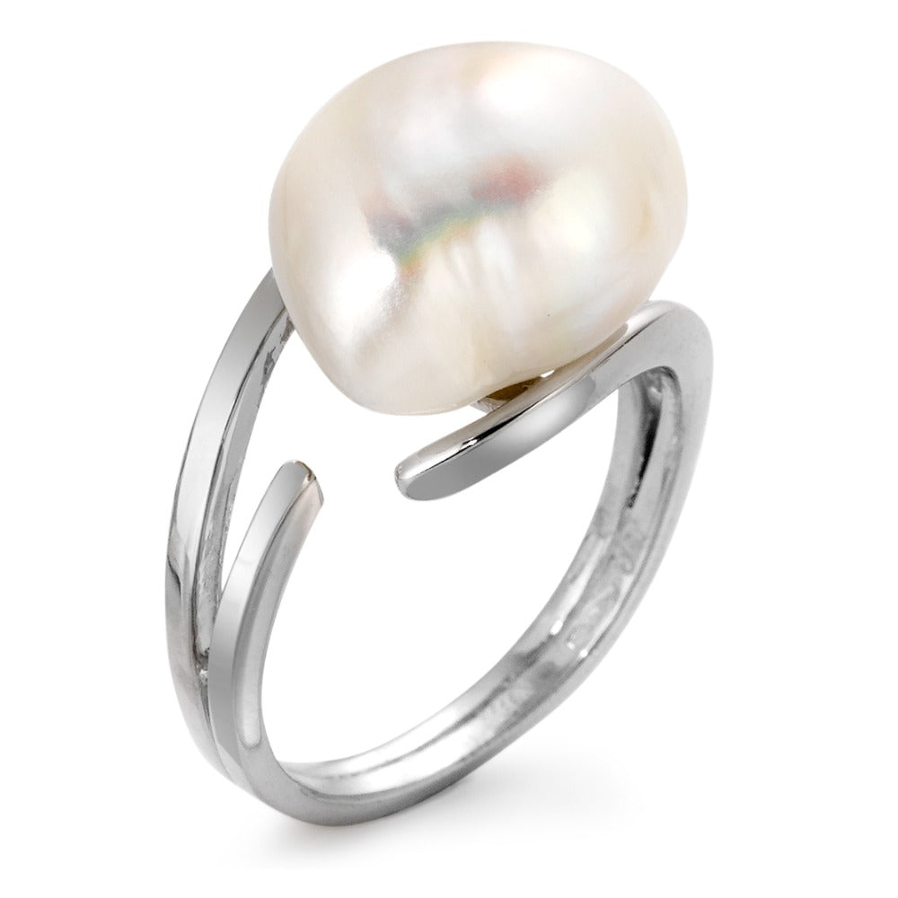 Gyűrű 750/18 K fehér arany édesvízi tenyésztett gyöngy Fehér, 13 mm