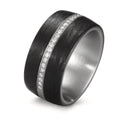 Gyűrű Rozsdamentes acél, Szén Gyémánt Fehér, 0.175 ct, 25 Kövek, w-si