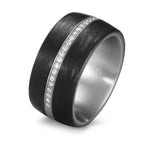 Gyűrű Rozsdamentes acél, Szén Gyémánt Fehér, 0.175 ct, 25 Kövek, w-si