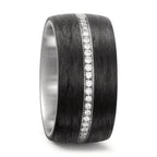 Gyűrű Rozsdamentes acél, Szén Gyémánt Fehér, 0.175 ct, 25 Kövek, w-si