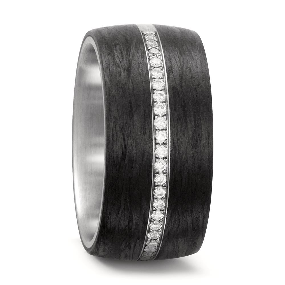 Gyűrű Rozsdamentes acél, Szén Gyémánt Fehér, 0.175 ct, 25 Kövek, w-si