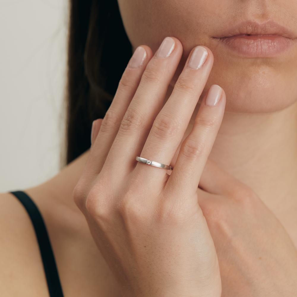 Szoliter gyűrű 750/18 K fehér arany Gyémánt 0.03 ct, w-si