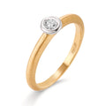 Szoliter gyűrű 750/18 K sárga arany, 750/18 K fehér arany Gyémánt 0.08 ct, w-si