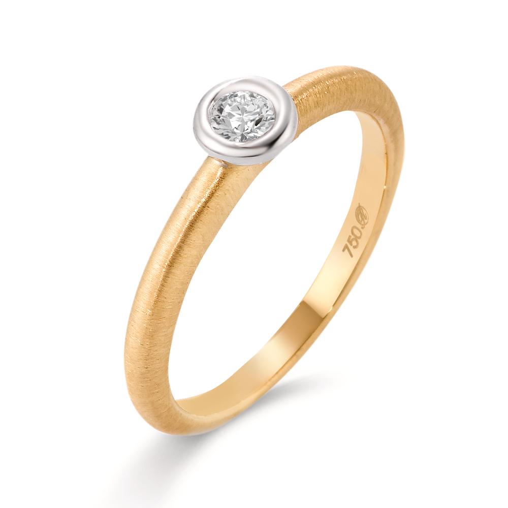 Szoliter gyűrű 750/18 K sárga arany, 750/18 K fehér arany Gyémánt 0.08 ct, w-si