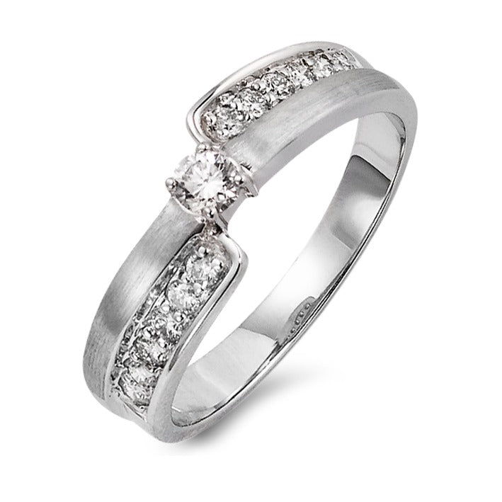 Gyűrű 750/18 K fehér arany Gyémánt 0.28 ct, 13 Kövek, w-si