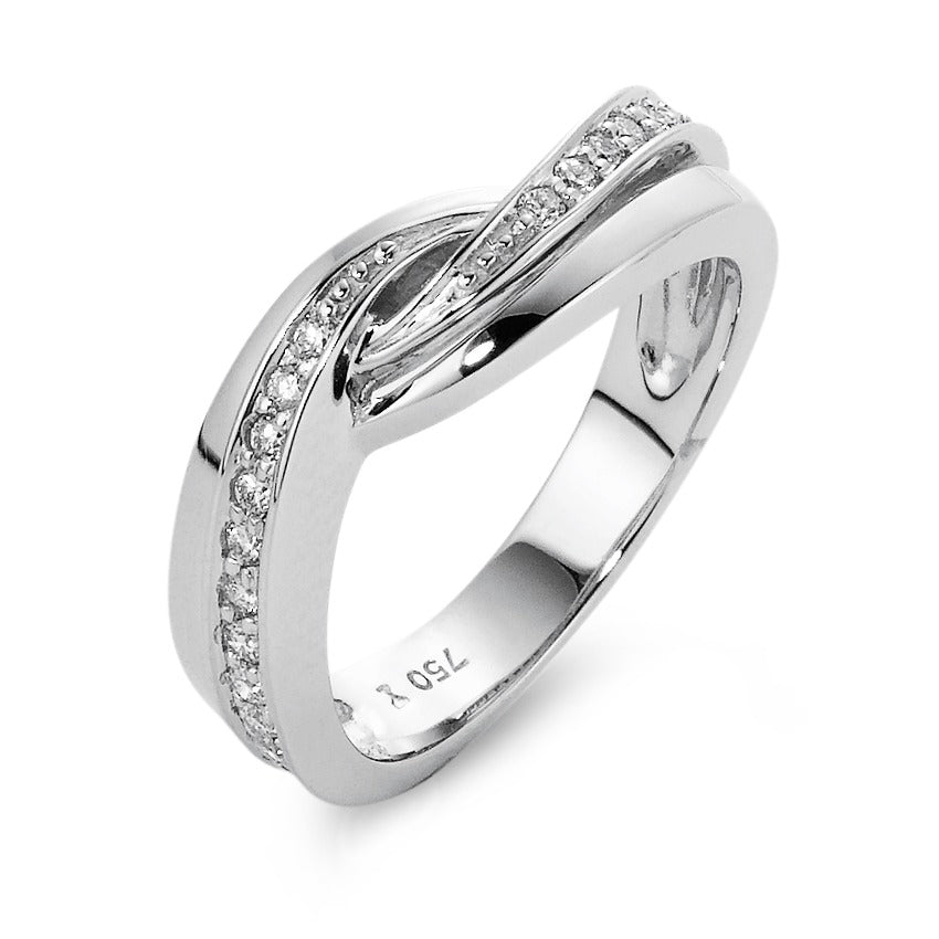 Gyűrű 750/18 K fehér arany Gyémánt 0.28 ct, 24 Kövek, w-si