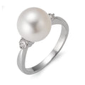 Gyűrű 750/18 K fehér arany Gyémánt 0.24 ct, 2 Kövek, w-si édesvízi tenyésztett gyöngy Fehér, 10 mm