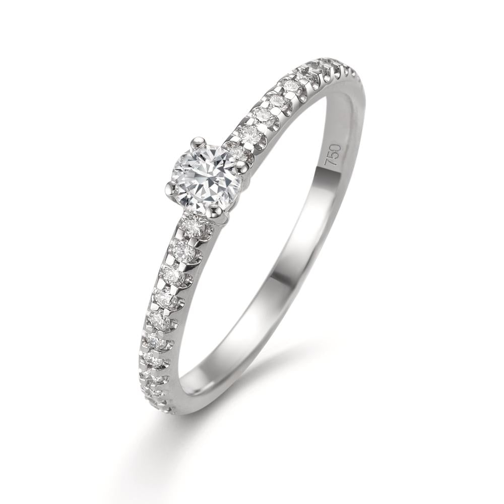 Szoliter gyűrű 750/18 K fehér arany Gyémánt 0.31 ct, 23 Kövek, w-si