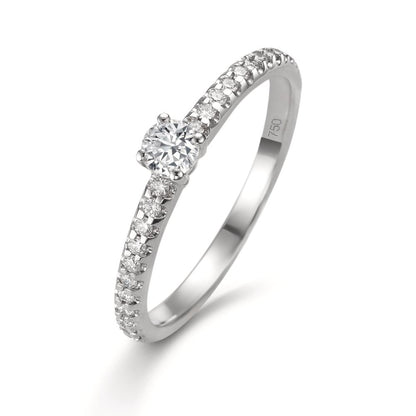 Szoliter gyűrű 750/18 K fehér arany Gyémánt 0.31 ct, 23 Kövek, w-si