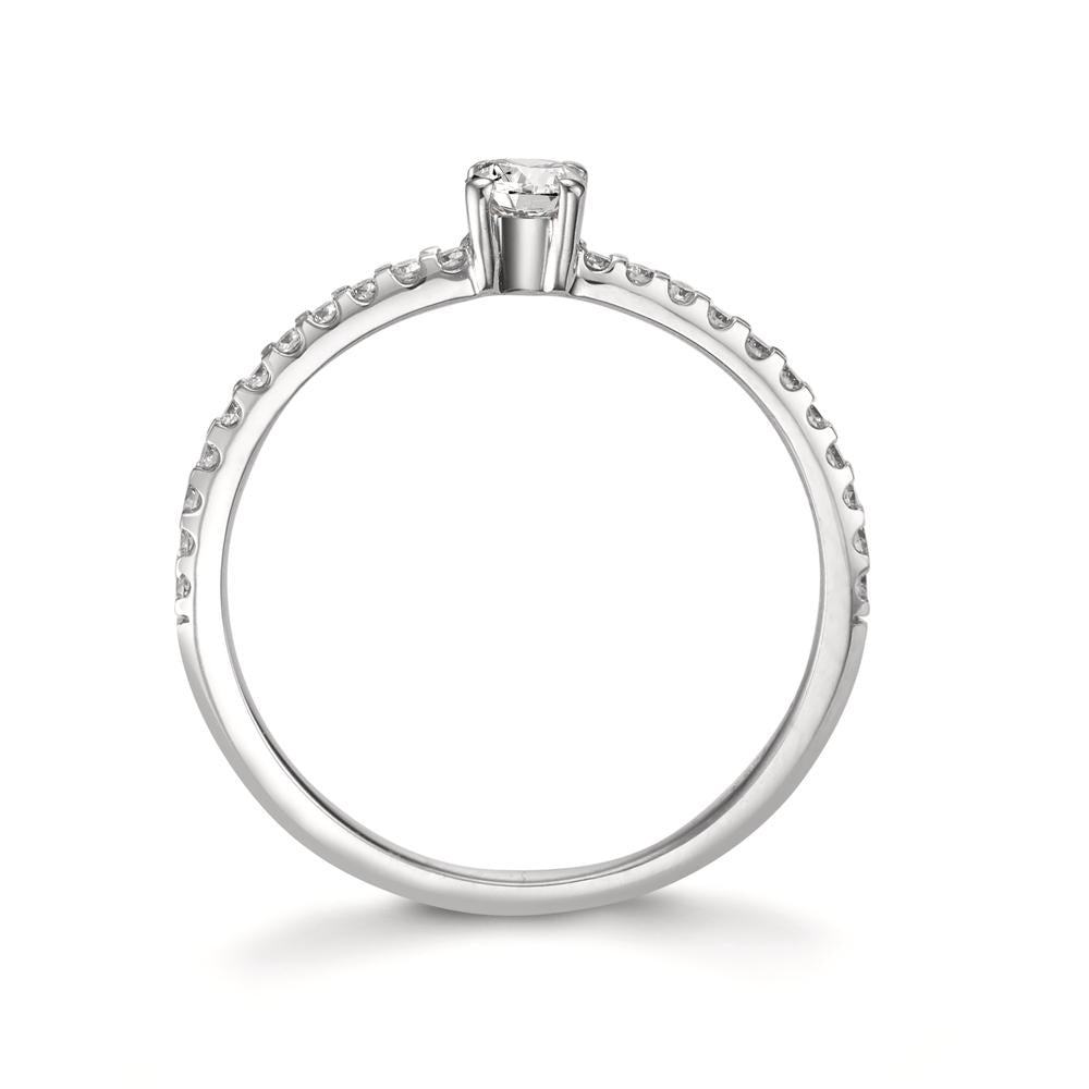 Szoliter gyűrű 750/18 K fehér arany Gyémánt 0.31 ct, 23 Kövek, w-si