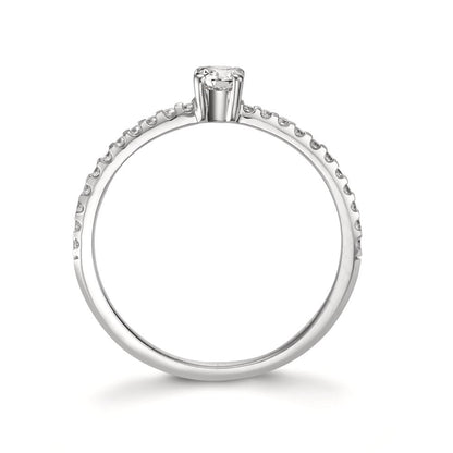 Szoliter gyűrű 750/18 K fehér arany Gyémánt 0.31 ct, 23 Kövek, w-si